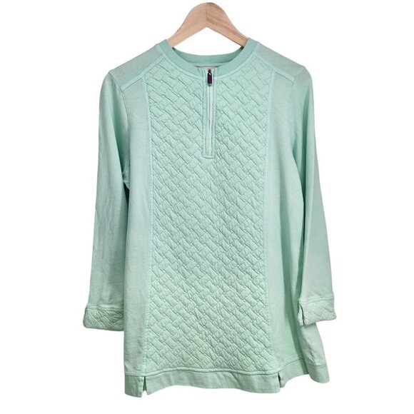 Soft Surroundings Golf Shores Pullover Quilted Crewneck Women's Size S Green - Picture 1 of 8